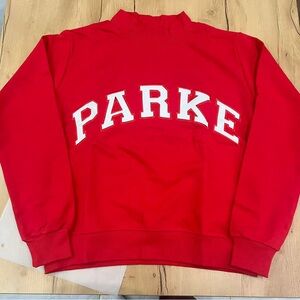 Parke Women's Red Crewneck Sweatshirt with White Lettering